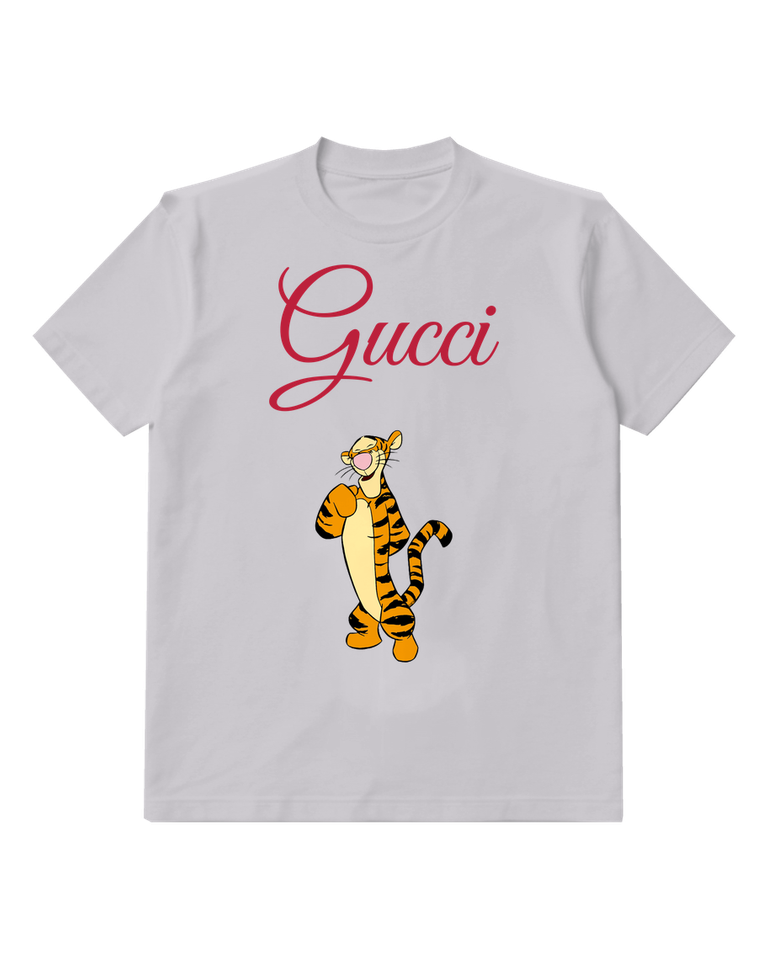 Light Gray Tigger Character Standing Upright Graphic T-Shirt - front product view