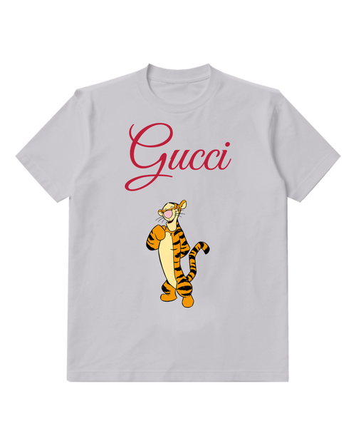 Light Gray Tigger Character Standing Upright Graphic T-Shirt - front product view