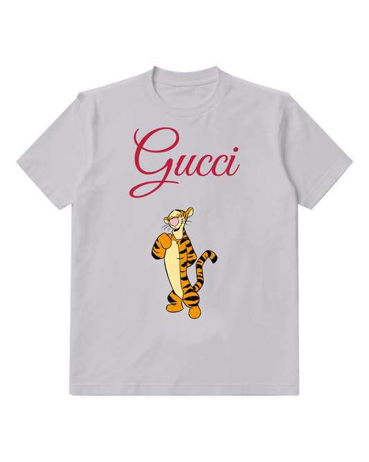 Light Gray Tigger Character Standing Upright Graphic T-Shirt - front product view