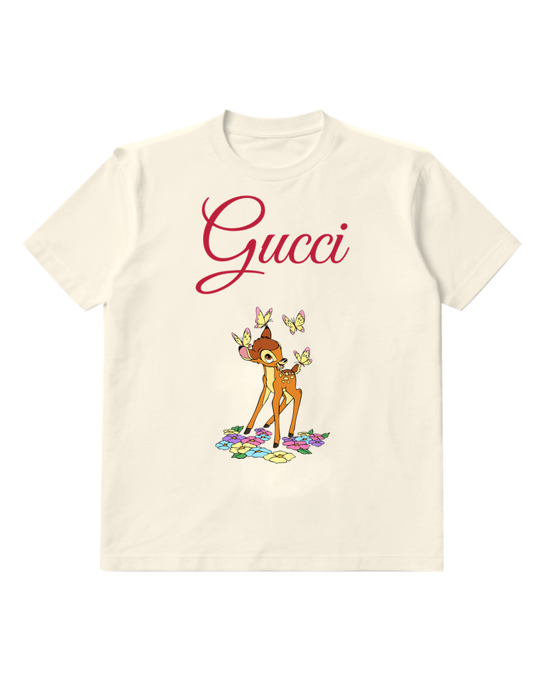 Ivory Fawn And Butterflies Graphic T-Shirt - front product view