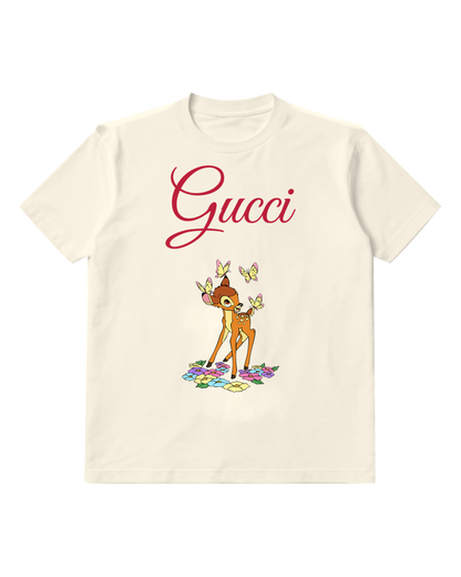 Ivory Fawn And Butterflies Graphic T-Shirt - front product view