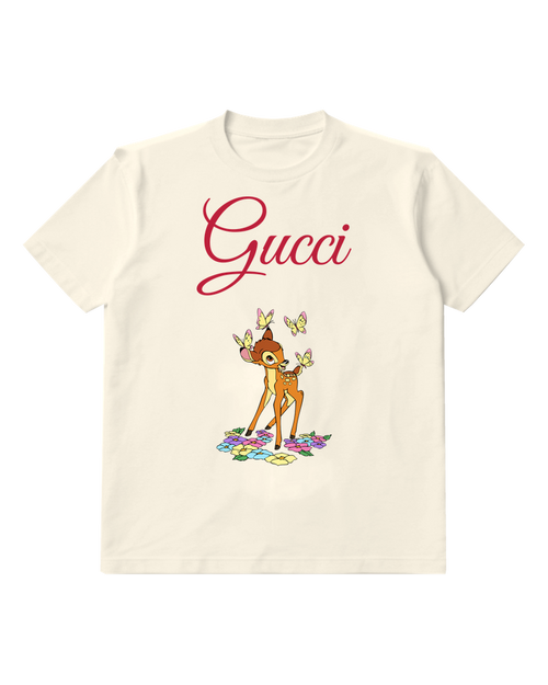 Ivory Fawn And Butterflies Graphic T-Shirt - front product view