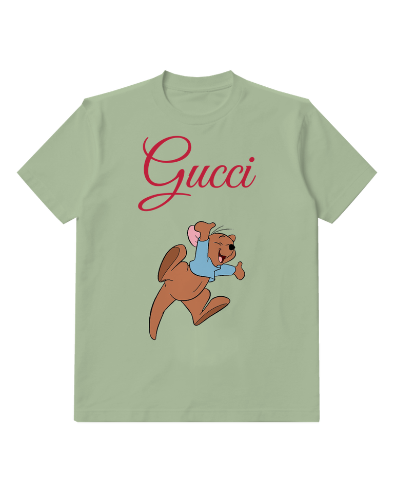 Sage Green Brown Bear Blue Scarf Graphic T-Shirt - front product view