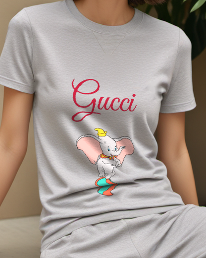 Light Gray Elephant Balancing On Ball Graphic T-Shirt - model wearing view