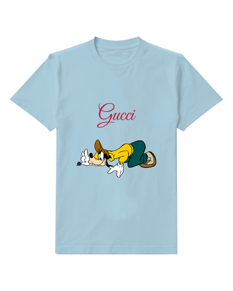Sky Blue Goofy Lying On Stomach Graphic T-Shirt - front product view