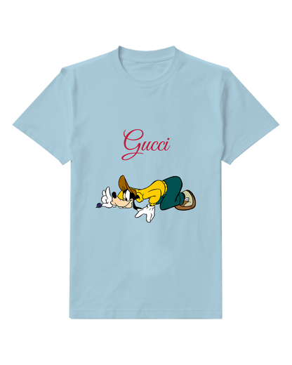 Sky Blue Goofy Lying On Stomach Graphic T-Shirt - front product view