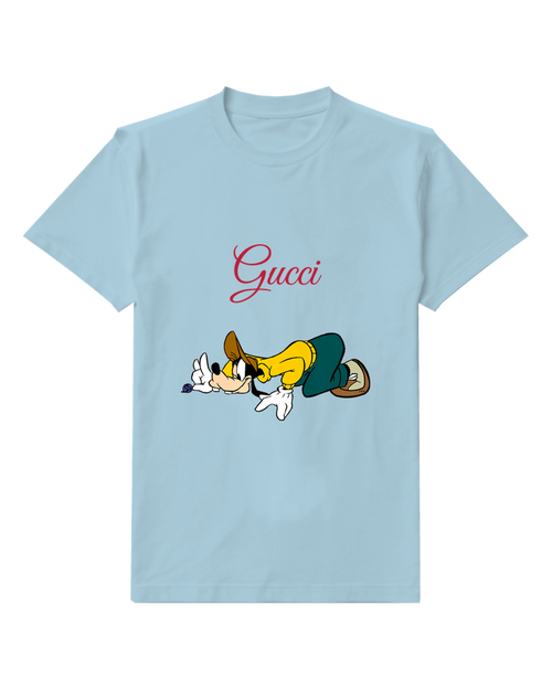 Sky Blue Goofy Lying On Stomach Graphic T-Shirt - front product view