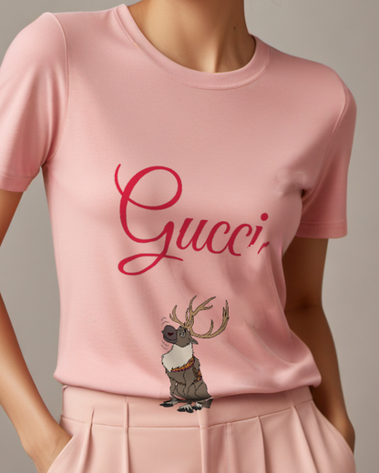 Blush Pink Sven Sitting Upright Graphic T-Shirt - model wearing view