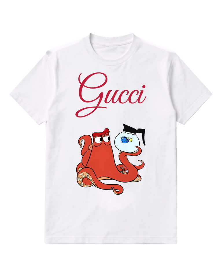 White Red Octopus Holds Fishbowl Graphic T-Shirt - front product view