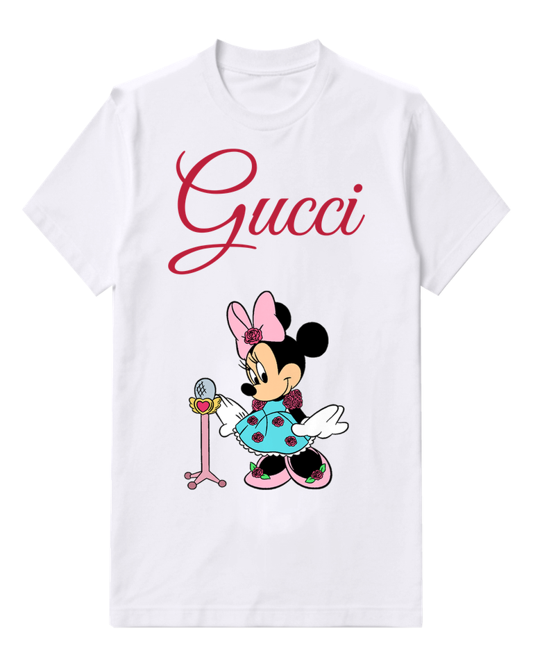 White Minnie Mouse Singing At Microphone Graphic T-Shirt - front product view