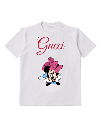 White Minnie Mouse Jumping Forward Graphic T-Shirt - front product view