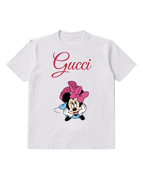 White Minnie Mouse Jumping Forward Graphic T-Shirt - front product view