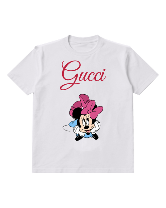 White Minnie Mouse Jumping Forward Graphic T-Shirt - front product view