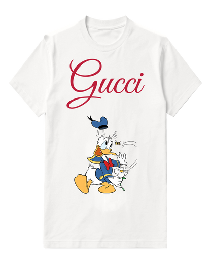 White Donald Duck Fleeing Bee Graphic T-Shirt - front product view