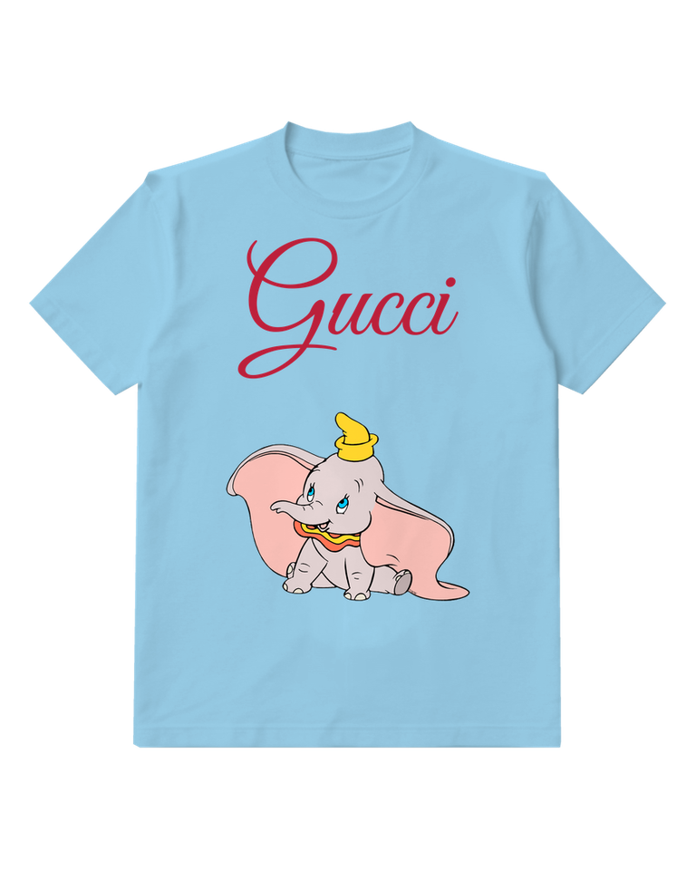 Sky Blue Baby Elephant With Oversized Ears Graphic T-Shirt - front product view