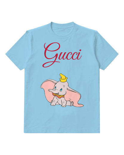 Sky Blue Baby Elephant With Oversized Ears Graphic T-Shirt - front product view