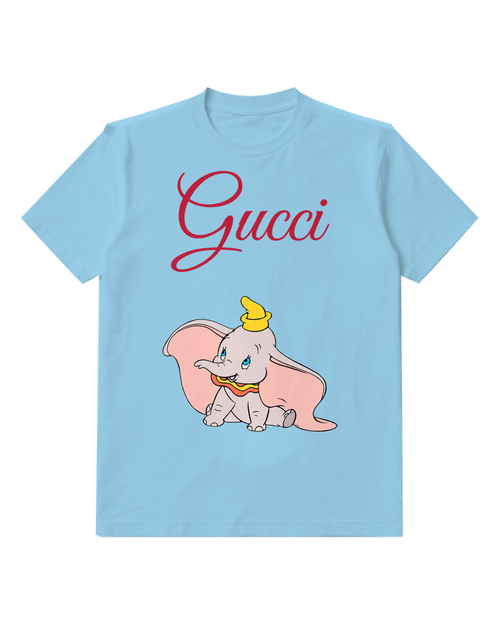 Sky Blue Baby Elephant With Oversized Ears Graphic T-Shirt - front product view