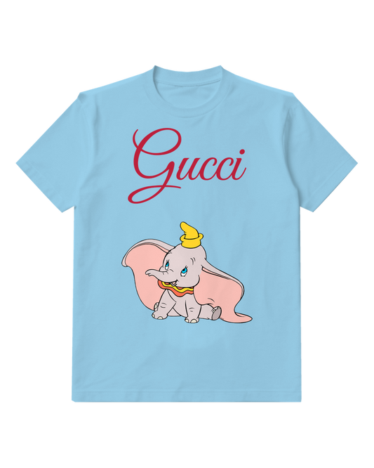Sky Blue Baby Elephant With Oversized Ears Graphic T-Shirt - front product view