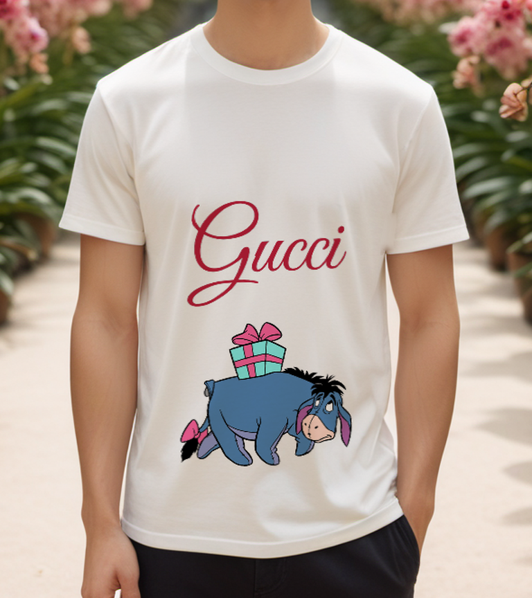 Ivory Blue Donkey with Gift Graphic T-Shirt - styled view 3