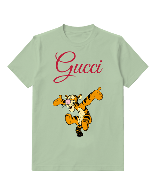 Sage Green Leaping Tiger Graphic T-Shirt - front product view