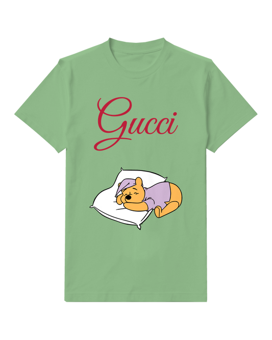 Sage Green Sleeping Bear Pillow Graphic T-Shirt - front product view
