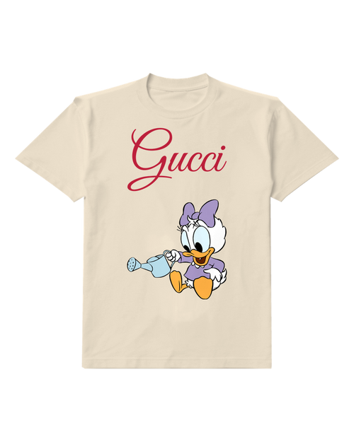 Ivory Baby Daisy Duck Watering Plant Graphic T-Shirt - front product view