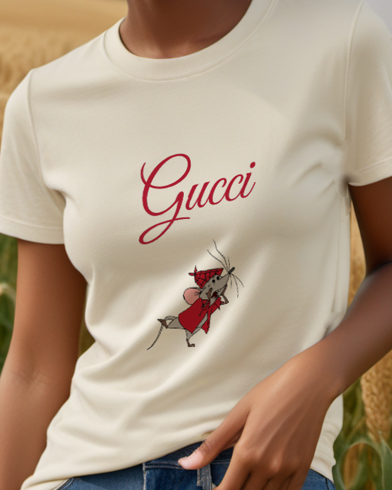 Ivory Mouse In Red Outfit Running Graphic T-Shirt - model wearing view