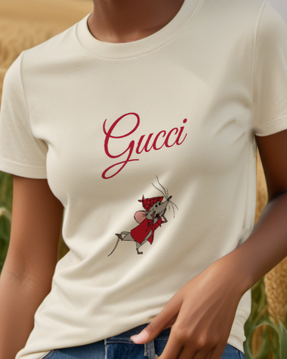 Ivory Mouse In Red Outfit Running Graphic T-Shirt - model wearing view