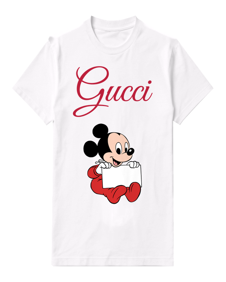 White Baby Mickey Holding Blank Sign Graphic T-Shirt - front product view