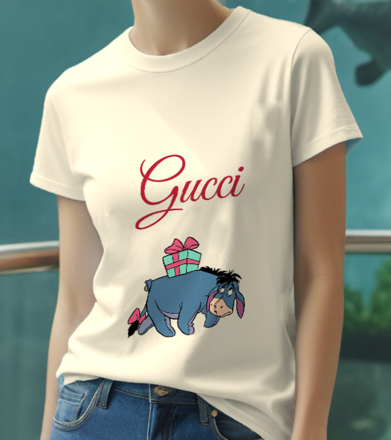 Ivory Blue Donkey with Gift Graphic T-Shirt - styled view 2