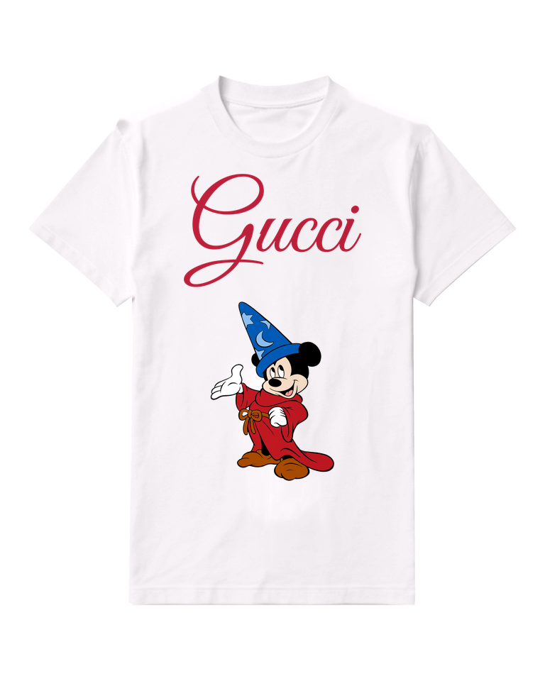 White Mickey Mouse As Sorcerer Waving Hand Graphic T-Shirt - front product view
