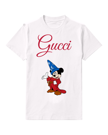 White Mickey Mouse As Sorcerer Waving Hand Graphic T-Shirt - front product view