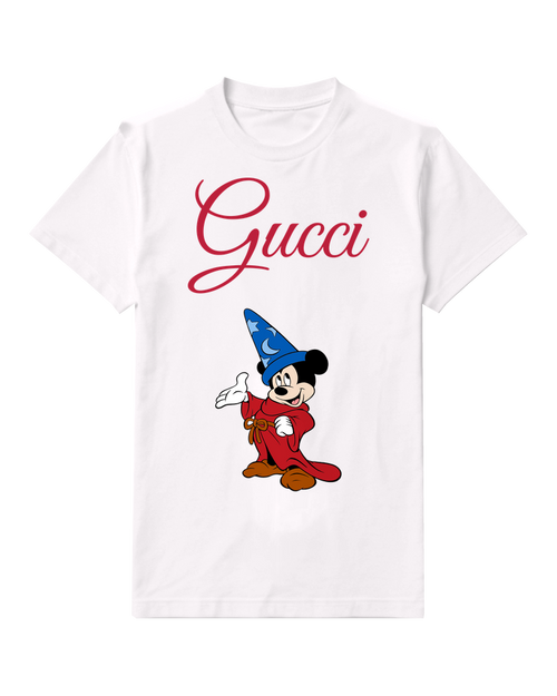 White Mickey Mouse As Sorcerer Waving Hand Graphic T-Shirt - front product view