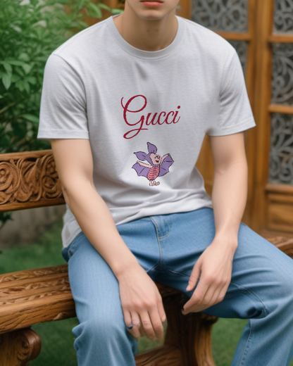 Light Gray Winged Piglet Graphic T-Shirt - styled view 2