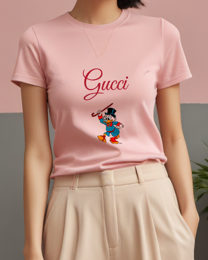 Blush Pink Scrooge Mcduck Dancing With Cane Graphic T-Shirt - model wearing view