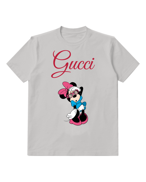Light Gray Minnie Mouse Tired Sitting Down Graphic T-Shirt - front product view