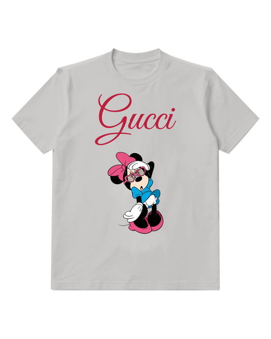 Light Gray Minnie Mouse Tired Sitting Down Graphic T-Shirt - front product view