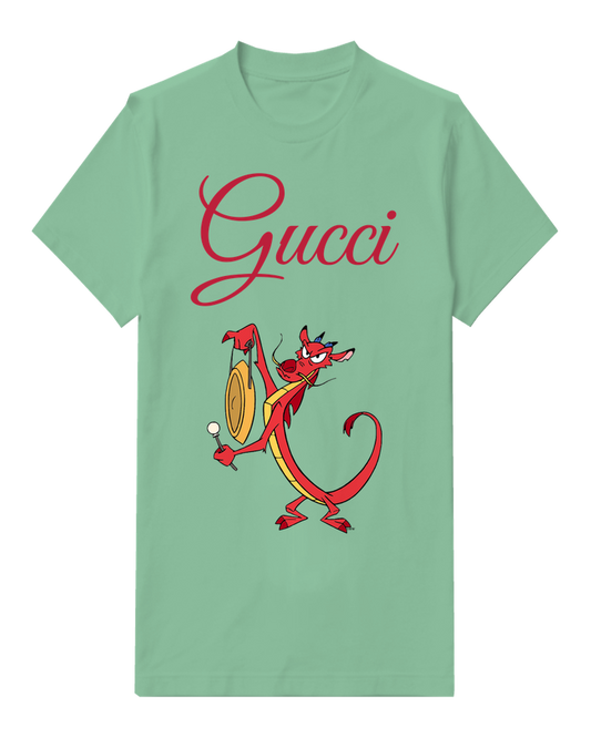 Sage Green Red Dragon Plays Gong Graphic T-Shirt - front product view