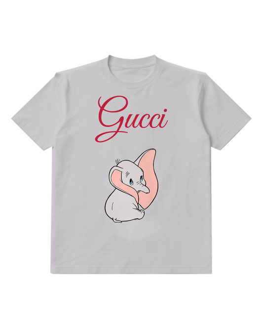 Light Gray Elephant Raised Trunk Graphic T-Shirt - front product view