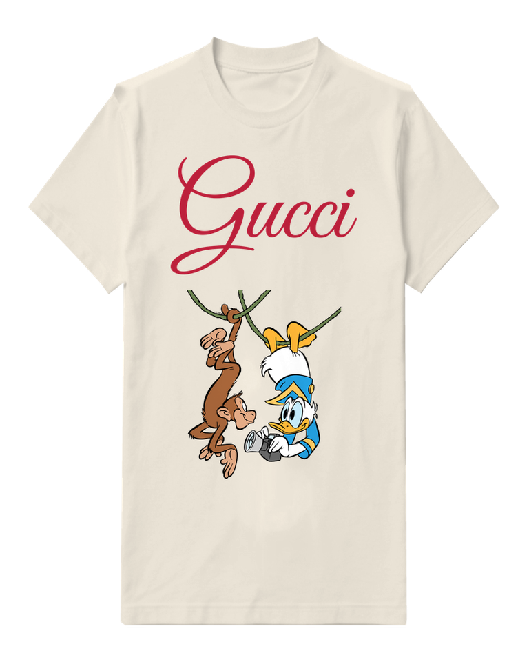 Ivory Duck And Hanging Monkey Graphic T-Shirt - front product view
