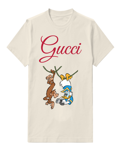 Ivory Duck And Hanging Monkey Graphic T-Shirt - front product view