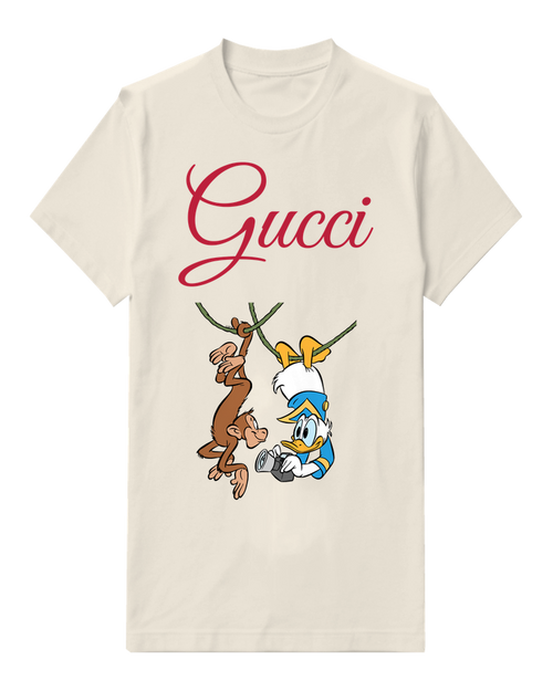 Ivory Duck And Hanging Monkey Graphic T-Shirt - front product view