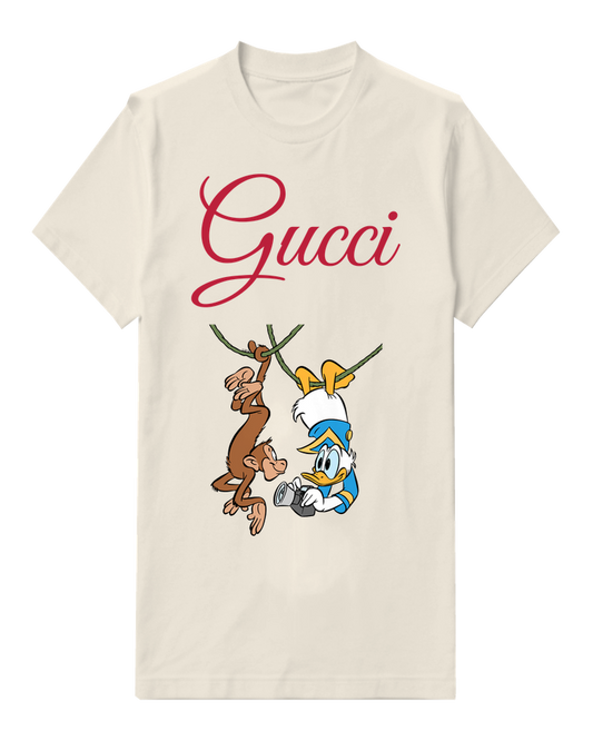 Ivory Duck And Hanging Monkey Graphic T-Shirt - front product view