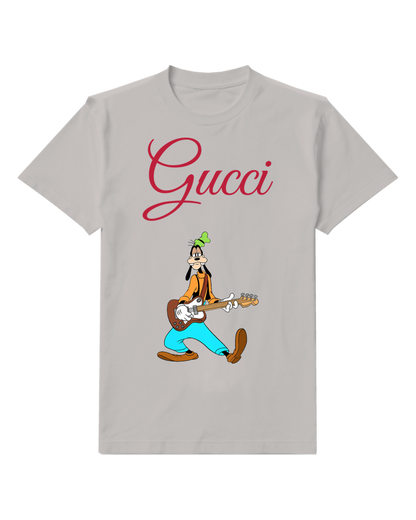 Light Gray Goofy Playing Electric Guitar Graphic T-Shirt - front product view
