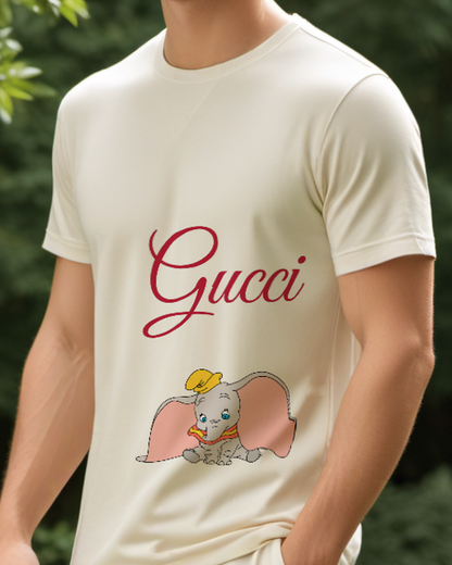 Ivory Front View Elephant Open Ears Graphic T-Shirt - model wearing view