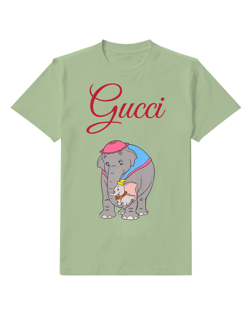 Sage Green Dumbo With Mother Elephant Graphic T-Shirt - front product view