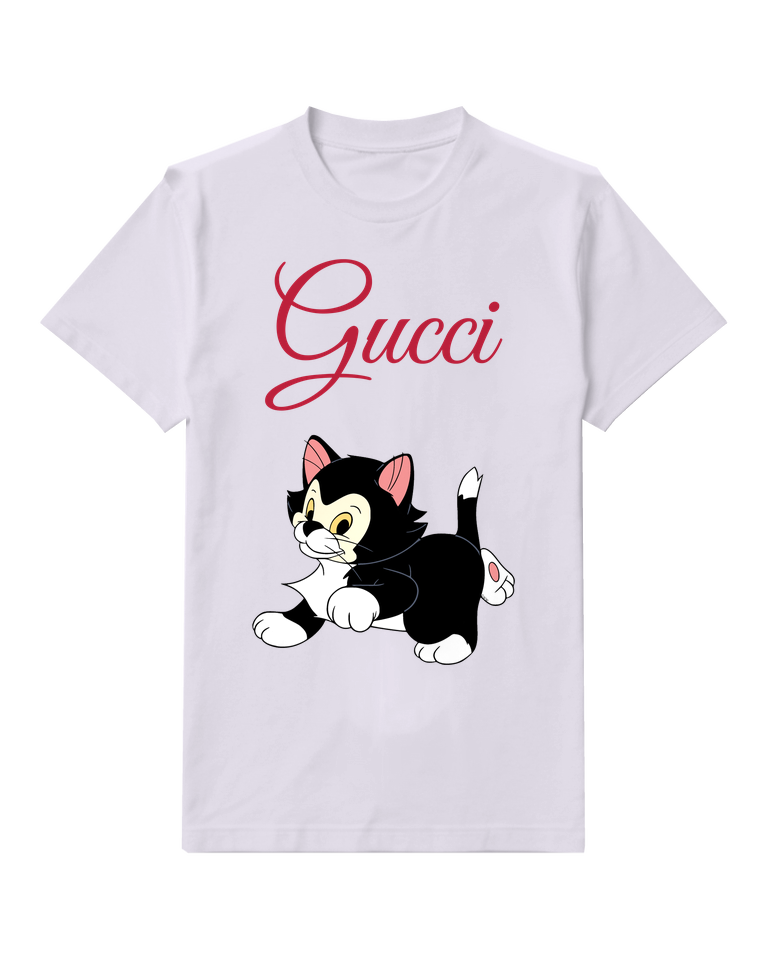 Light Gray Black And White Kitten Running Forward Graphic T-Shirt - front product view