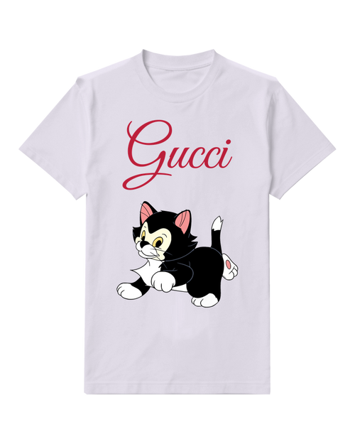 Light Gray Black And White Kitten Running Forward Graphic T-Shirt - front product view