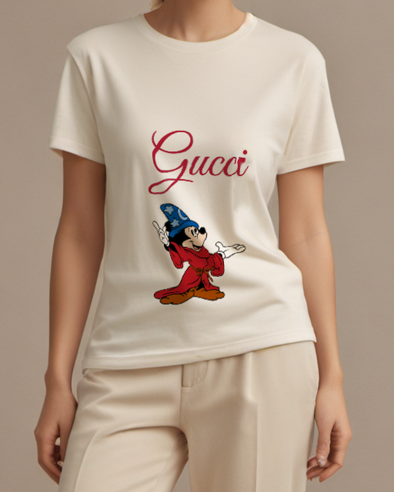 Ivory Mickey Mouse As Sorcerer Pointing And Gesturing Graphic T-Shirt - model wearing view