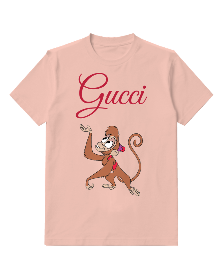 Blush Pink Monkey Raised Hand Graphic T-Shirt - front product view